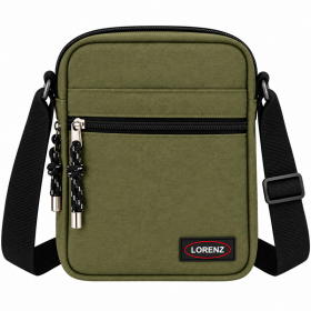 2513 Olive Small Bag With 2 Top Zips & Front Pocket (New)