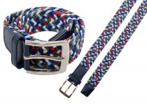 2796 NAVY MULTI UNISEX STRETCHY WOVEN CASUAL BELT L/XL (36"-44")