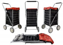 6963 Black and Red Owls 4 Wheel Cage Shopping Trolley