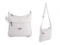 5861 WHITE Multi Zip PU Cross-Body Bag with Studs