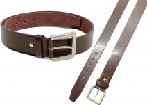 2772 brn 1.5"leather look belt w/ matt nickl buckl L (36"-40")