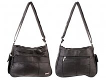 3743 BLACK Cow Hide Bag Twin Top + 2 Zips