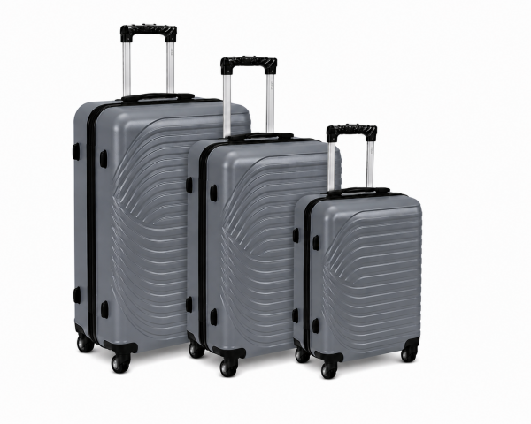 003 Set of 3 Grey Hard Shell Suitcases