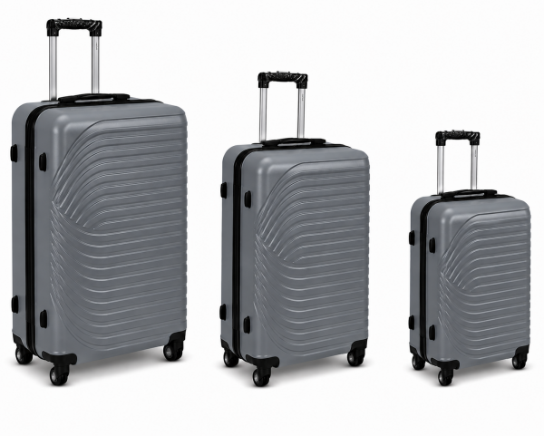 003 Set of 3 Grey Hard Shell Suitcases