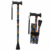 2888 Black Flower Adjustable Folding Walking Stick