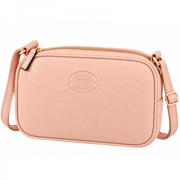0595 Nude Pebble Leather Tripple Top Zip Rfid X-Body Bag (New)
