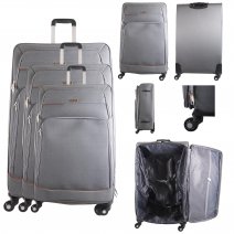 N516 GREY TRAVEL TROLLEY SUITCASE SET OF 3