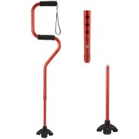 2893 RED ALUMINIUM ADJUSTABLE DETACHABLE WALKING STICK