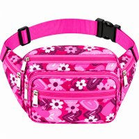 8056 Dark Pink Floral Bright Colored Multizip Bumbag (New) 8056 Dark Pink Floral Bright Colored Multizip Bumbag (New)
