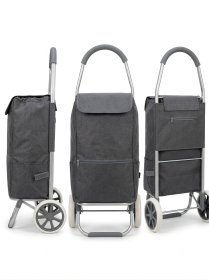 6954 Grey 2-Wheel Foldable Shopping Trolley Cart