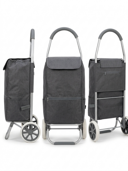 6954 Grey 2-Wheel Foldable Shopping Trolley Cart