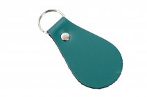 GREEN LEATHER OVAL KEY RING