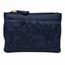 5706 Navy Lorenz Floral Embossed Coin Purse