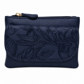 5706 Navy Lorenz Floral Embossed Coin Purse