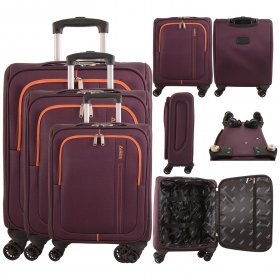 AR721 PURPLE TROLLEY TRAVEL TROLLEY SET OF 3