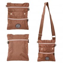 LL-46 BROWN RND X-BODY BAG WITH ADJUSTABLE STRAP
