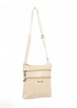 3738 BEIGE Cow Hide Bag Top Zip + 4 Zips