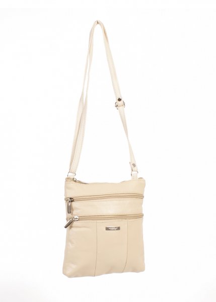 3738 BEIGE Cow Hide Bag Top Zip + 4 Zips