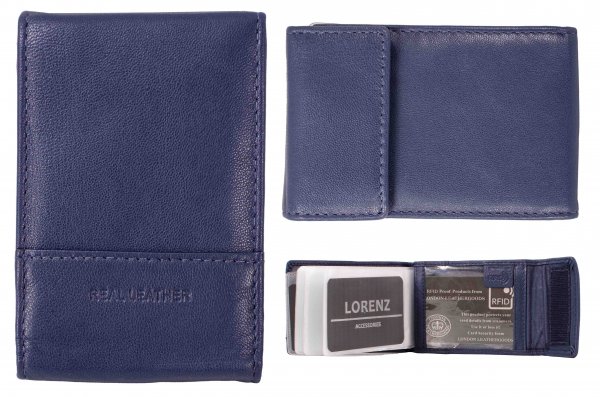 0426 NAVY RFID PROOF LEATHER CARD HOLDER