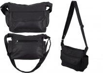 5731 TOP ZIP PU BAG WTH FRONT ZIP, BCK ZIP & SD P BLACK