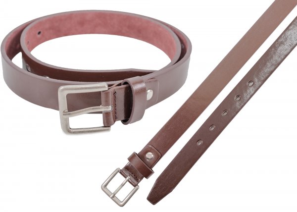 2722 BRN 1" LTHR LOOK BELT WITH MATT NICKL BUCKL L 36"-40"