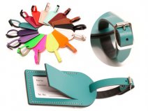 LEATHER LUGGAGE TAG TURQUOISE