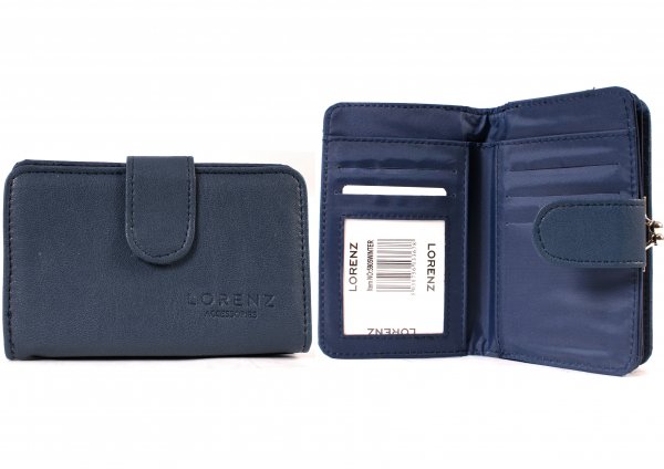5905 WINTER NAVY LEATHER GRAIN PU PURSE, ZIP AND WALLET SECTION