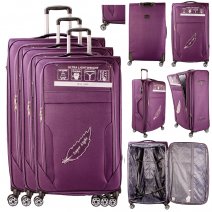 T-SC-03 D.PURPLE SET OF 3 TRAVEL TROLLEY SUITCASES