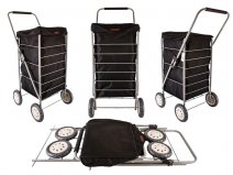 6963/W Black 4 Wheel Cage Shopping Trolley