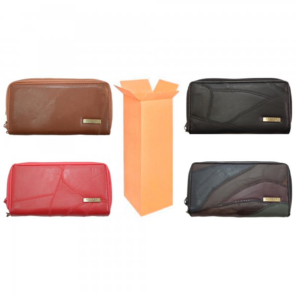 4618 ASSORTED PATCHWORK TWIN ZIP PURSE BOX OF 12