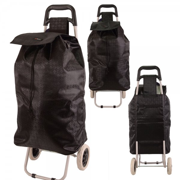 MS-001 BLACK G PATTERN TWO-WHEEL SHOPPING TROLLEY