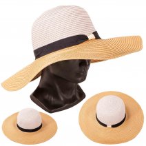 8752 GREY/TAN LADIES WIDE BRIM CONTRAST SUN HAT