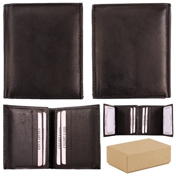 S-093 BLACK LEATHER WALLET BOX OF 12