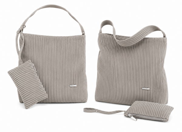 5848 Stone Pleated Tote Shoulder Bag with Matching Wristlet