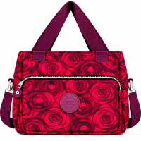 2503 Red Pattrnd Crnkld Nylon H'Bag With Shoulder Strap (New) 2503 Red Pattrnd Crnkld Nylon H'Bag With Shoulder Strap (New)