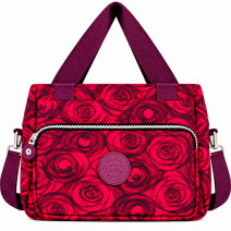 2503 Red Pattrnd Crnkld Nylon H'Bag With Shoulder Strap (New)