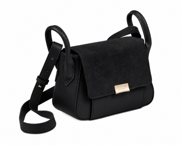 5832 Black Lorenz Small Flapover Bag
