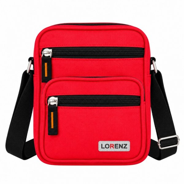 2570 Red Small Unisex Polyester Bag With 5 Zips (New)