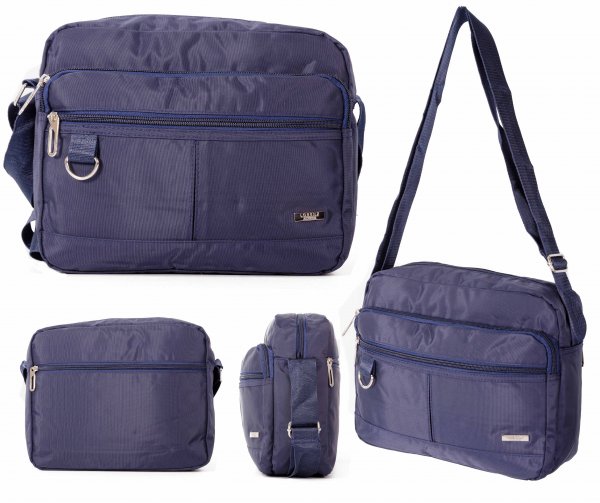 2455 BLUE LARGE TOP ZIP X-BODY BAG 2 FRONT ZIPS