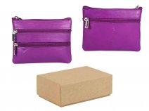 1059 LILAC SOFT C.NAPPA TOP ZIP PURSE, 2 FRNT & BK ZIP BOX OF 12