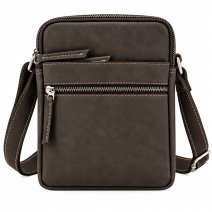 0862 Black/Grey Hunter Leather Rfid X-Body Shoulder Bag (New)