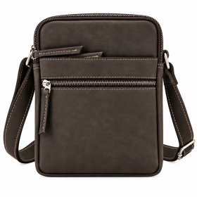 0862 Black/Grey Hunter Leather Rfid X-Body Shoulder Bag (New)