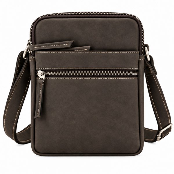 0862 Black/Grey Hunter Leather Rfid X-Body Shoulder Bag (New)