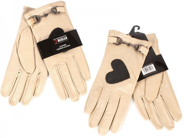 MG083004 MORGAN ACCESSORIES WHITE LEATHER GLOVES X007