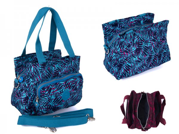 2503 TURQ PATTND CRINKLED NYLON H'BAG WITH SHLDER ST