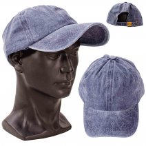 8765 BLUE UNISEX 53CM BASEBALL CAP IN A WASHED DENIM FINISH