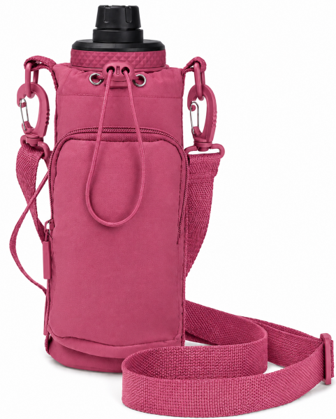 2301 Dark Pink Crinkle Nylon Practical Bottle Bag