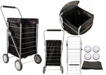 6963/W BLACK WITH NEON FLORAL FOUR WHEEL TROLLEY