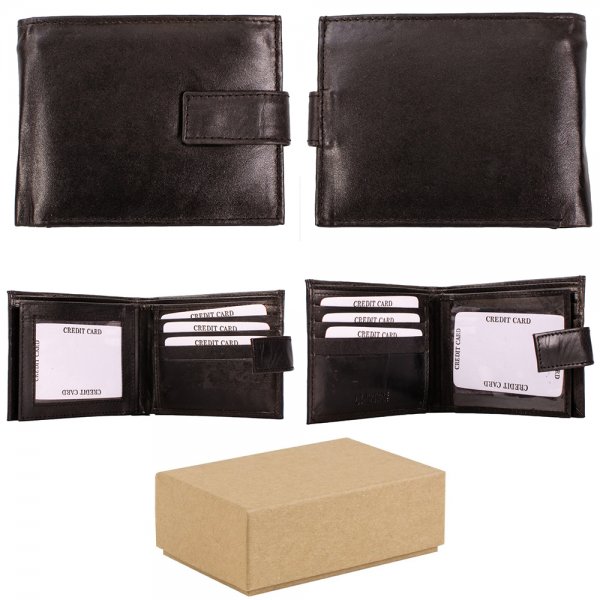 S-087 BLACK LEATHER WALLET BOX OF 12