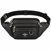6897 Black Premium Two-Tone PU Bumbag W/6 Zips (New) 6897 Black Premium Two-Tone PU Bumbag W/6 Zips (New)